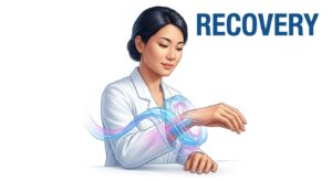손목 치료 후 회복 중인 환자의 평온한 모습