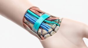 손목 터널과 정중신경의 해부학적 구조 3D 일러스트